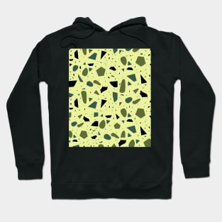 Seamless Olive green and Black Terrazzo Pattern Hoodie